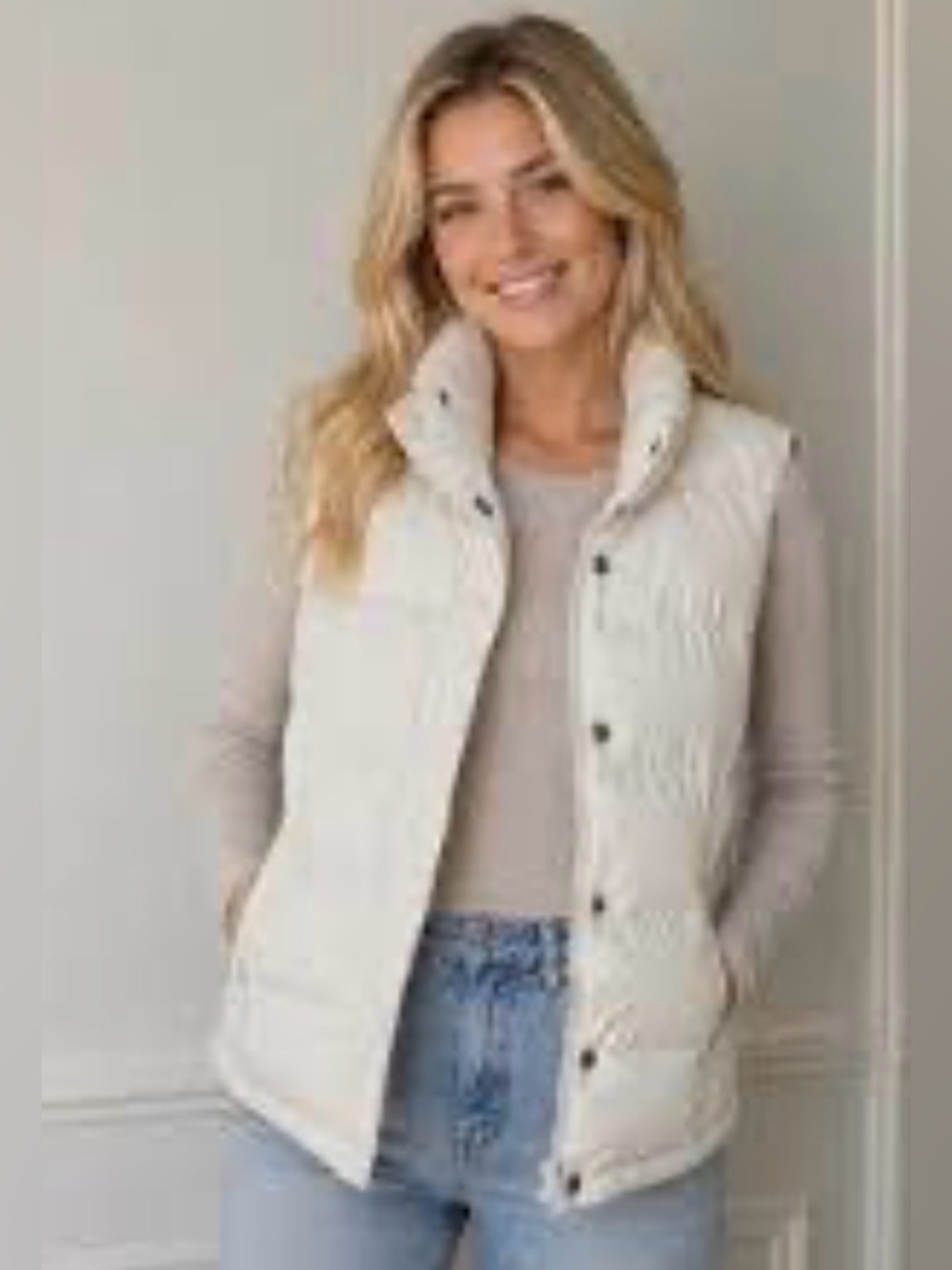 J.Crew down puffer vest, white, size XS, EUC